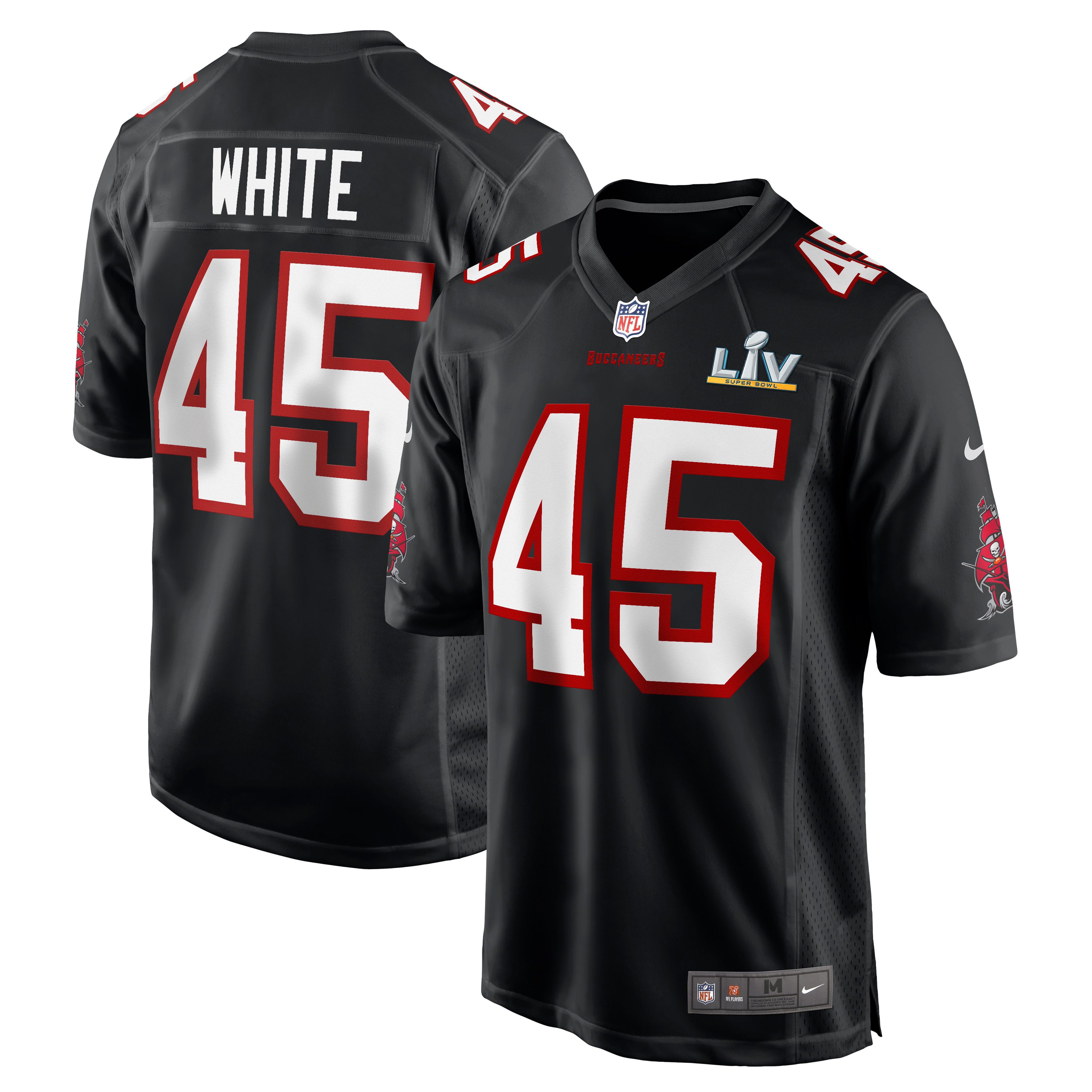 Men Tampa Bay Buccaneers #45 Devin White Nike Black Super Bowl LV Game NFL Jersey